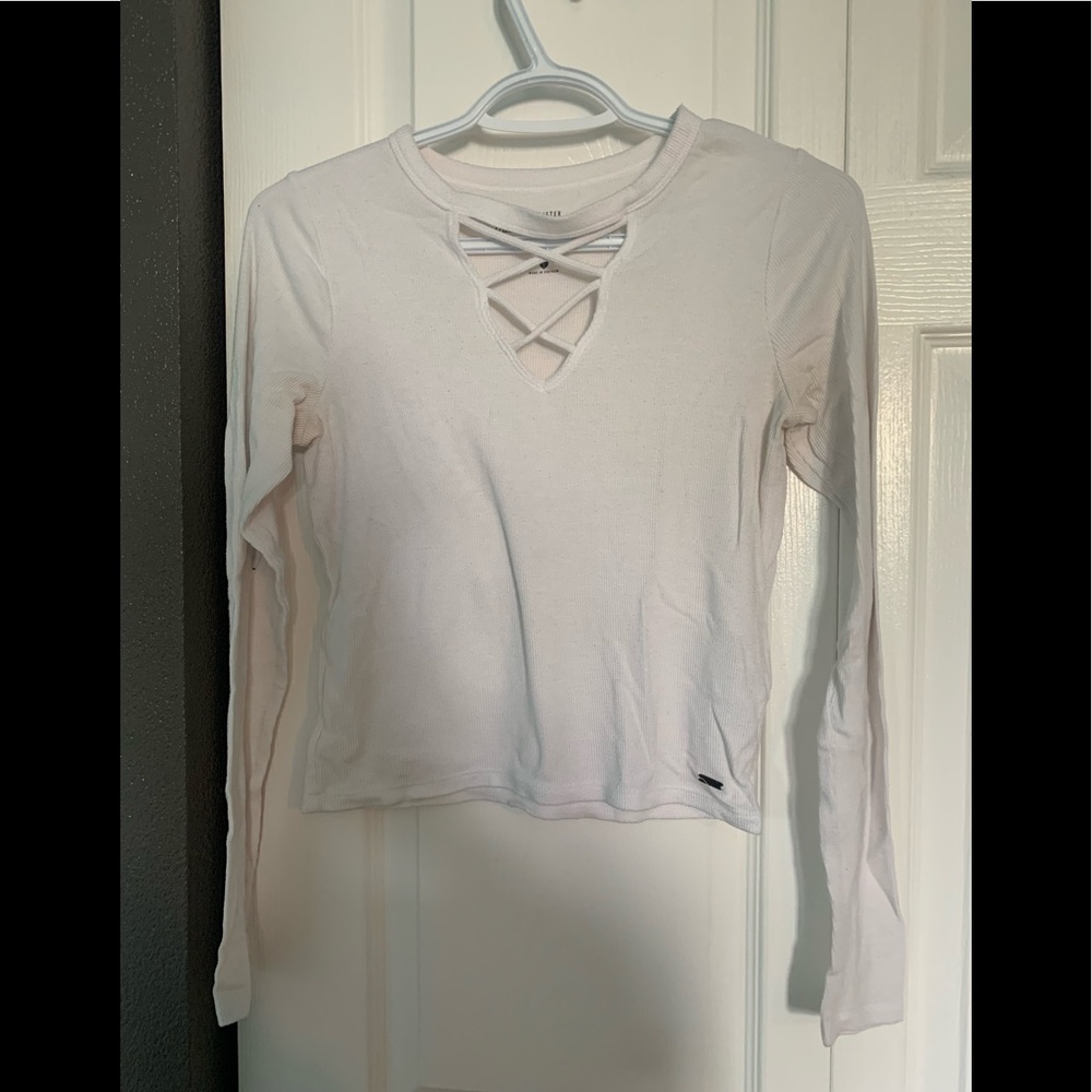 Hollister White Criss cross front long sleeve